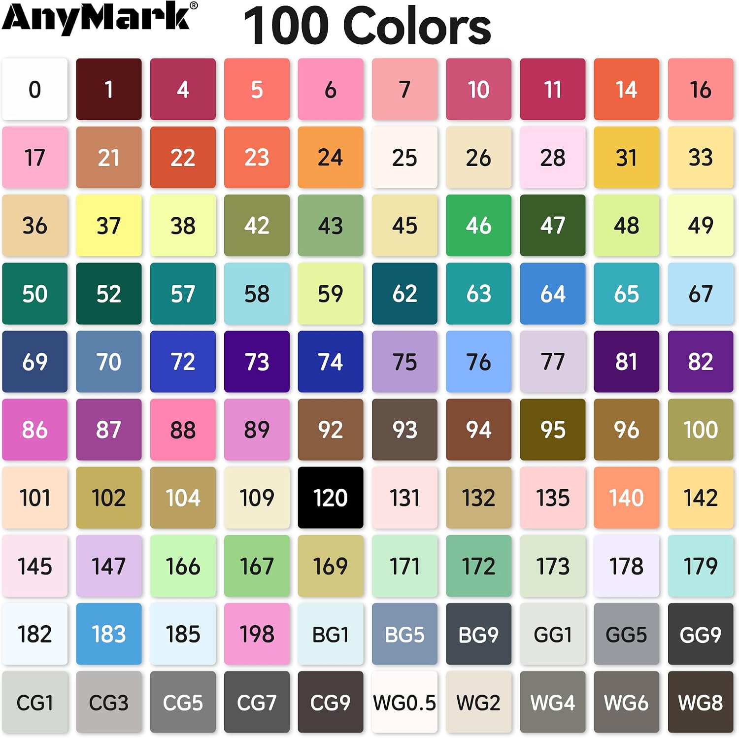 Detalle 2 de AnyMark 100 Farben Alkoholmarker Set
