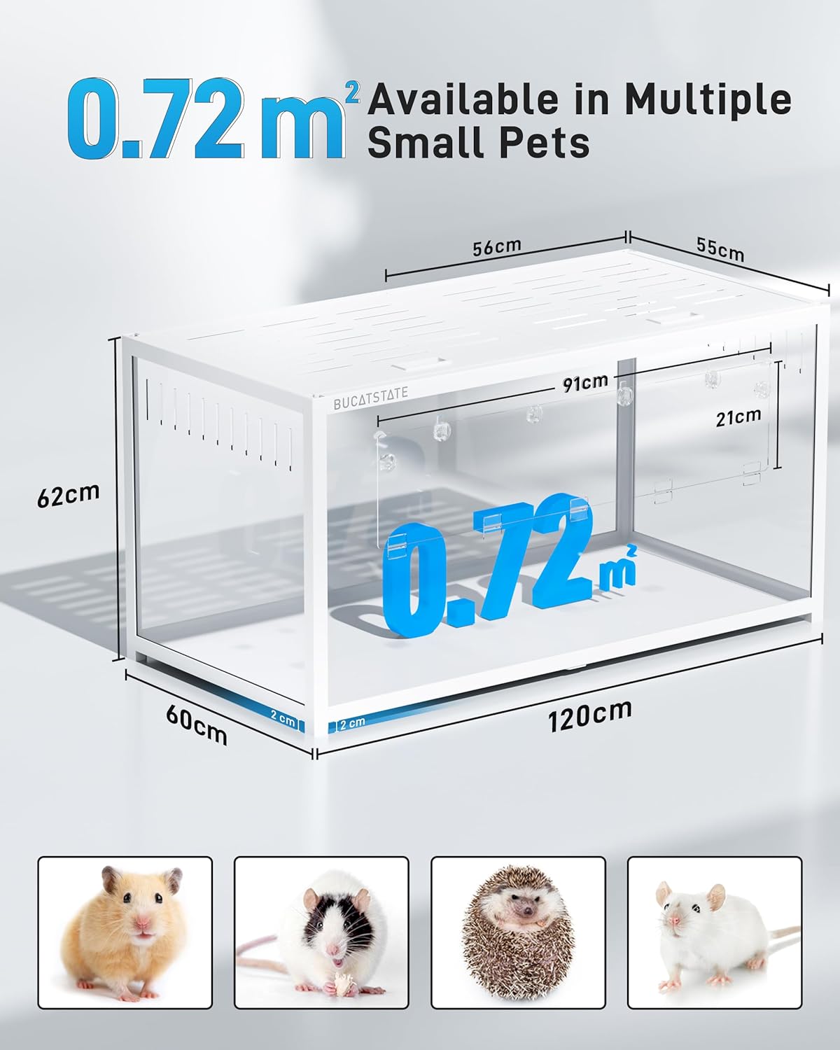 Thumbnail 1 de BUCATSTATE Hamster Cage 3.0 metal large cage with top access (120L x 60W x 62H cm) for Syrian, dwarf hamsters & more