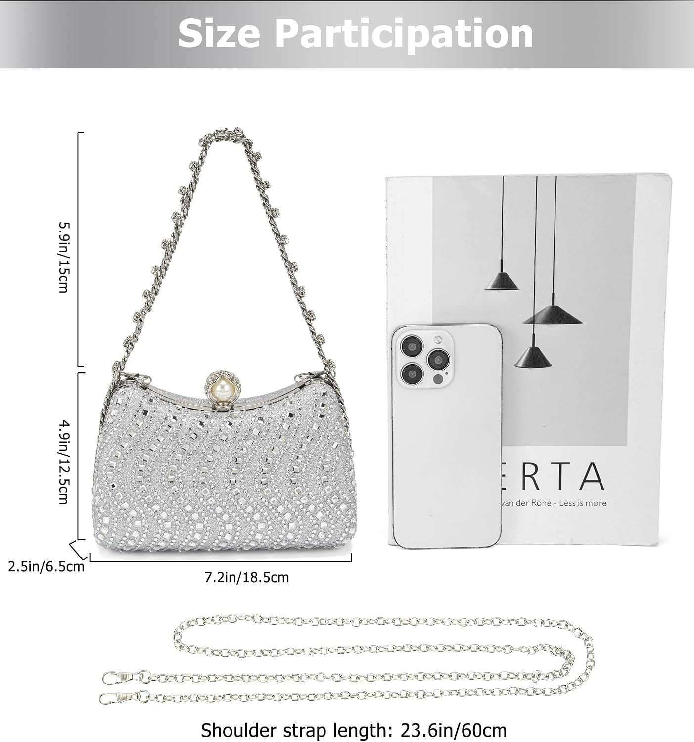 Thumbnail 4 de Sweetovo Rhinestone Evening Clutch in PU Fabric