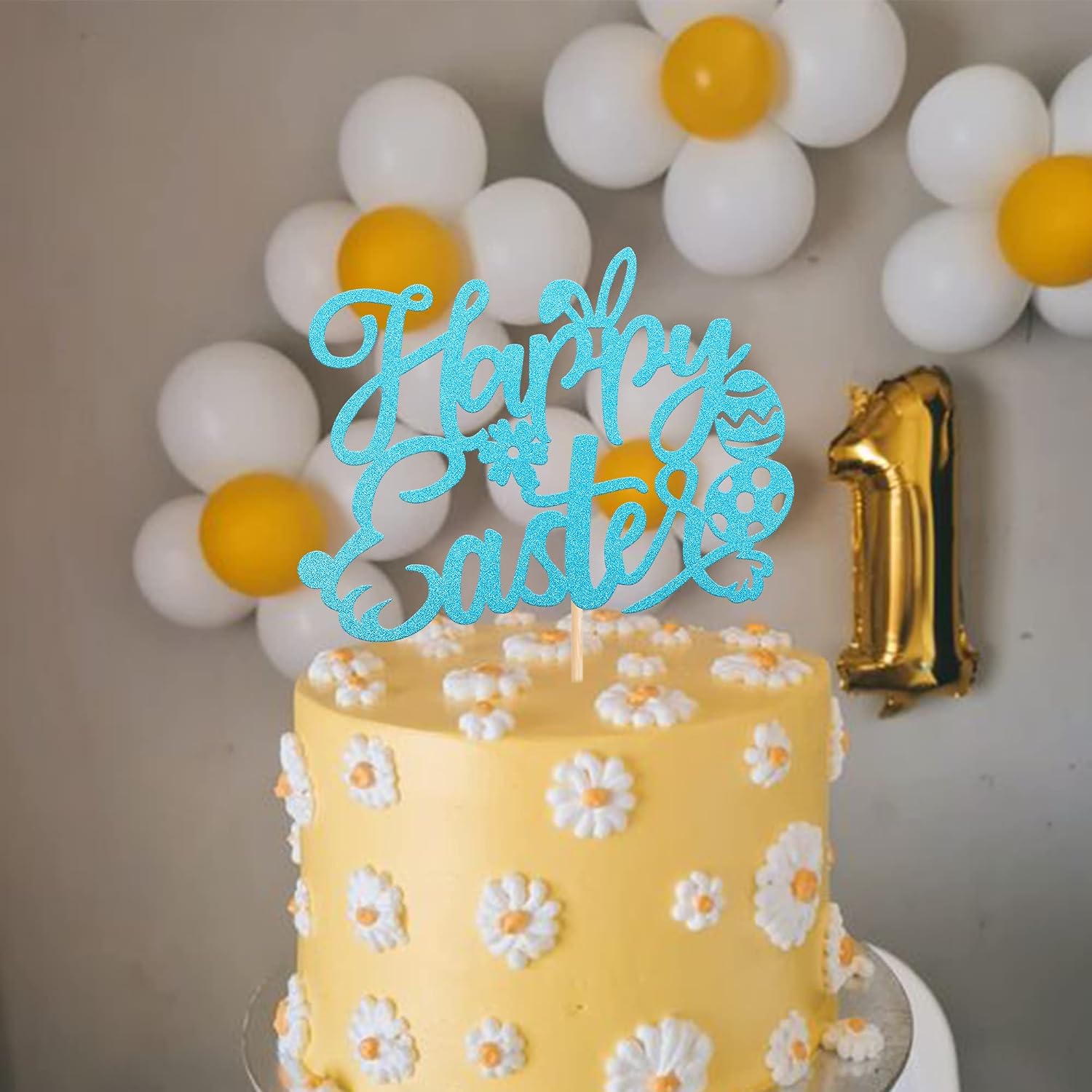 Thumbnail 6 de Xsstarmi1 Pack Happy Easter Cake Topper – Glitter Rabbit Theme (Blue) for Spring & Baby Shower