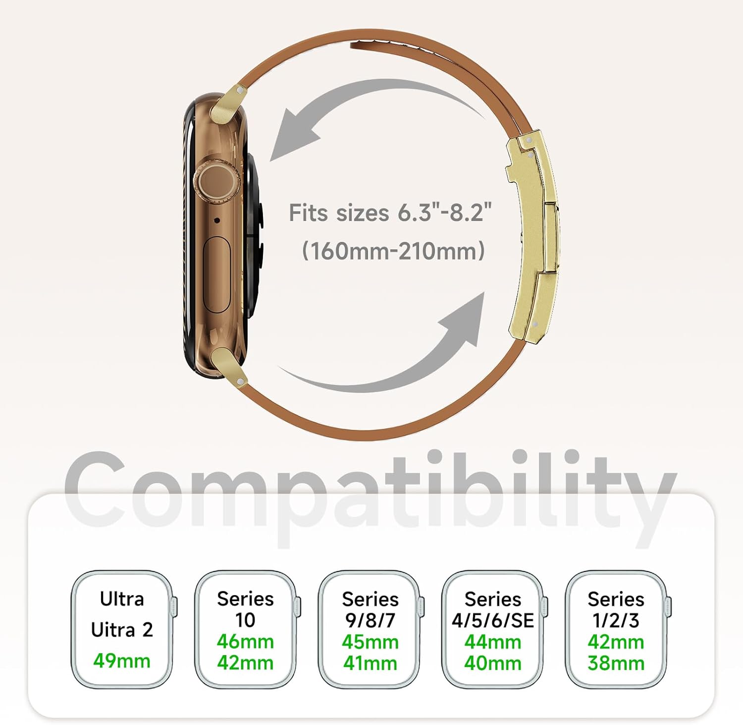 Thumbnail 6 de Apple Watch Designer Leather Band 49mm magnetic buckle