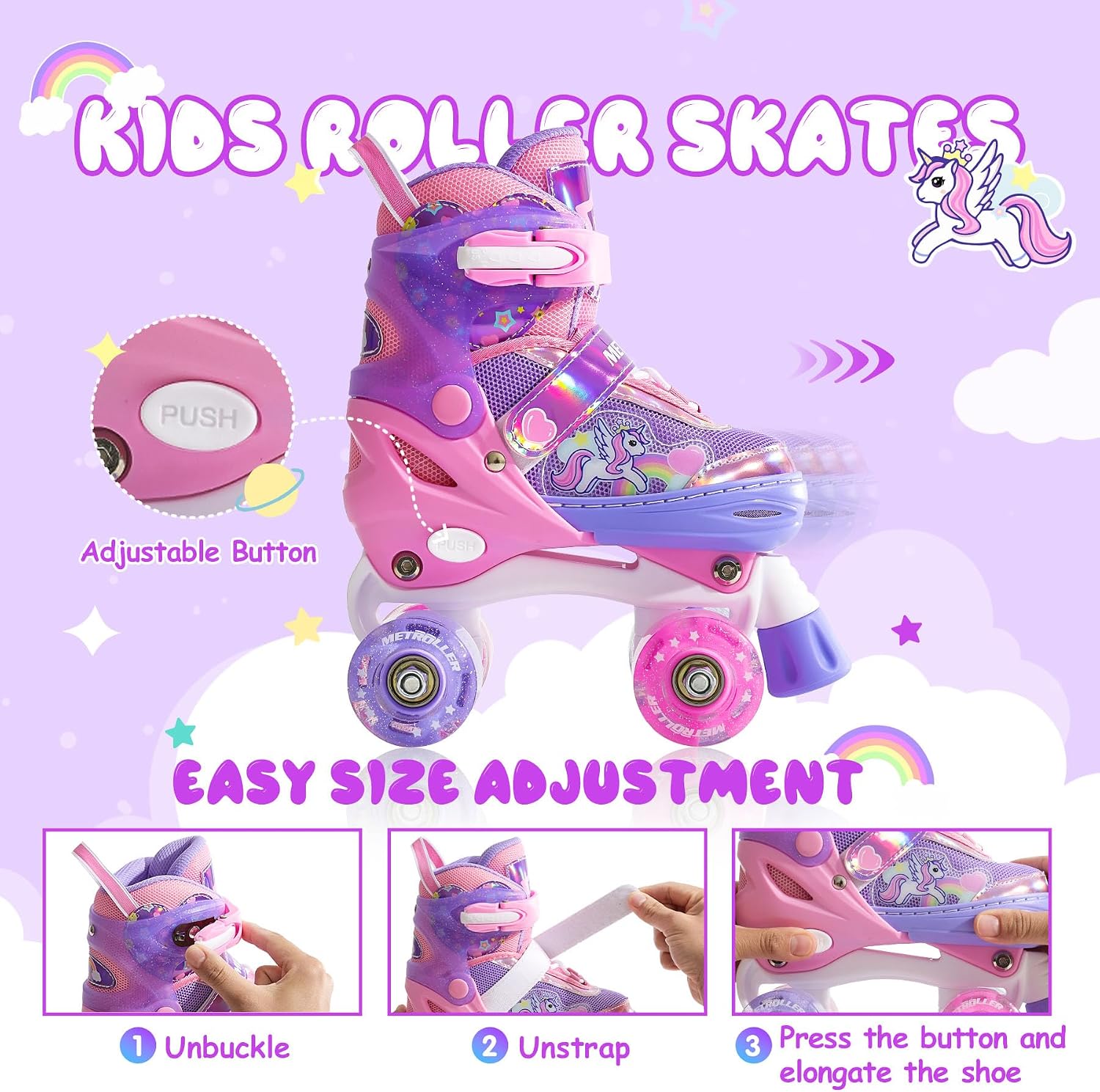 Thumbnail 2 de METROLLER Kids Adjustable Roller Skates Ages 4-12 🛼