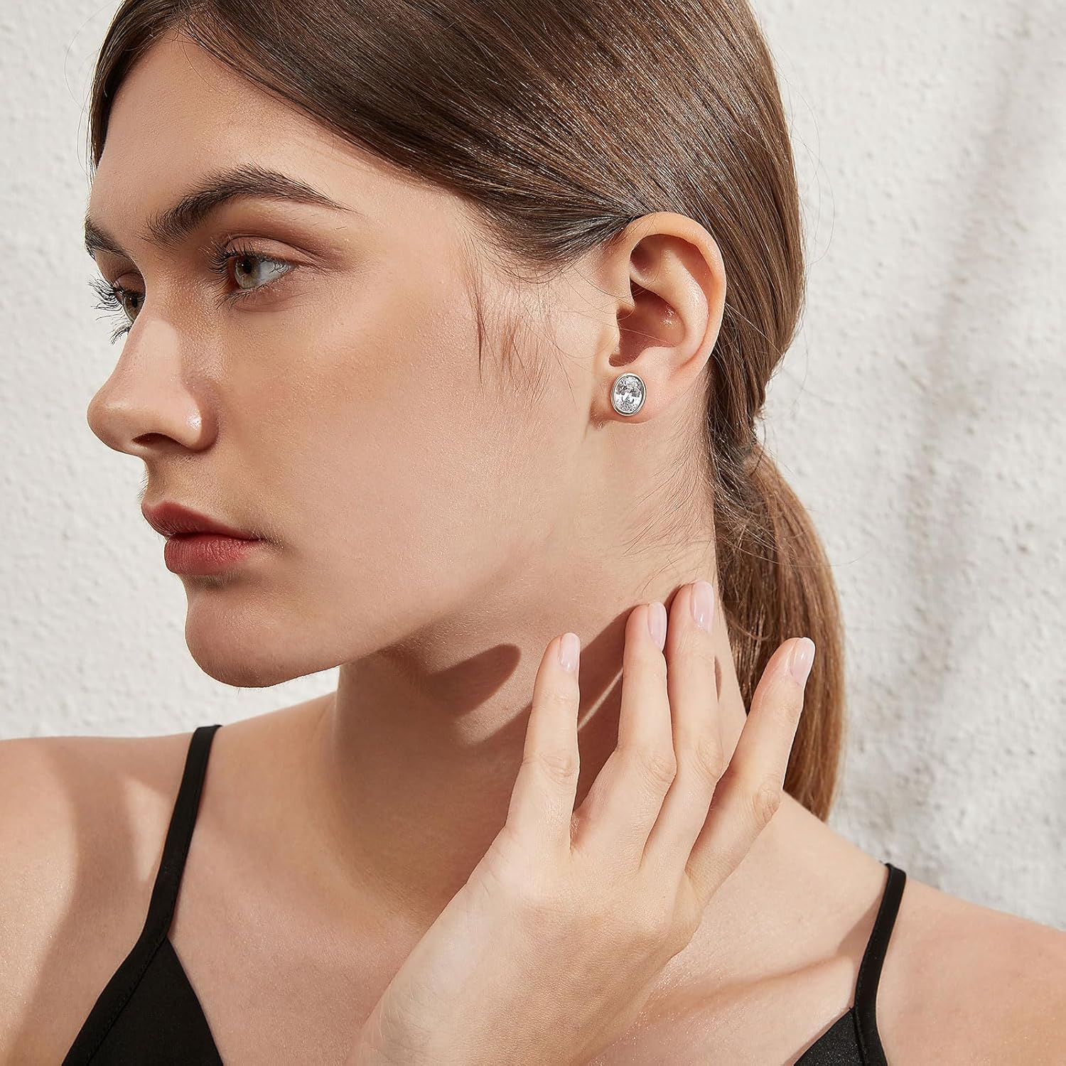 Detalle de 18K Weißgold überzogen Silbers Ohrstecker mit Zirkonia (5–7 mm) – Herren & Damen