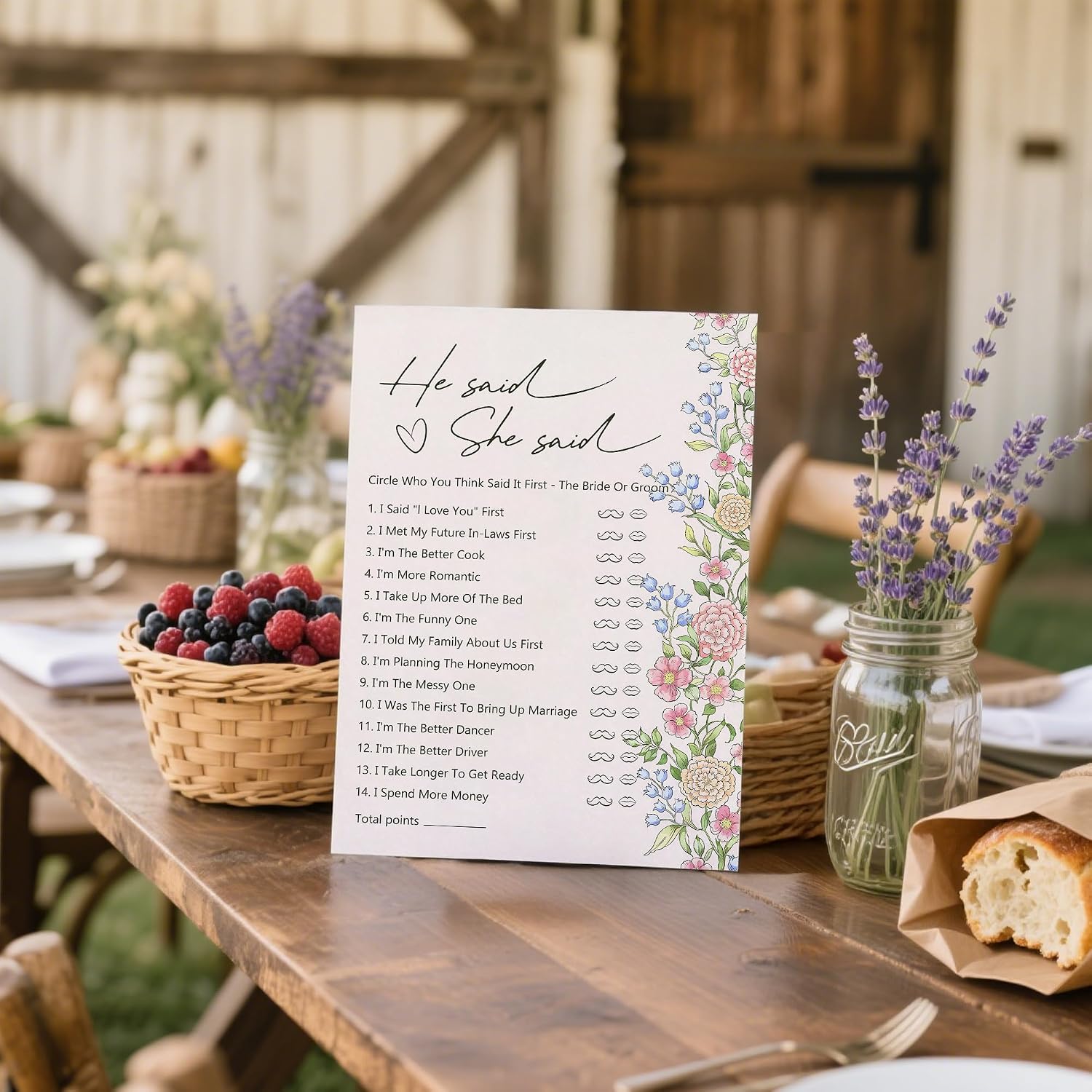 Detalle 2 de Kaderas Hen Party Games Cards: He Said She Said (Retro Flower) – 30 Bridal Shower Cards