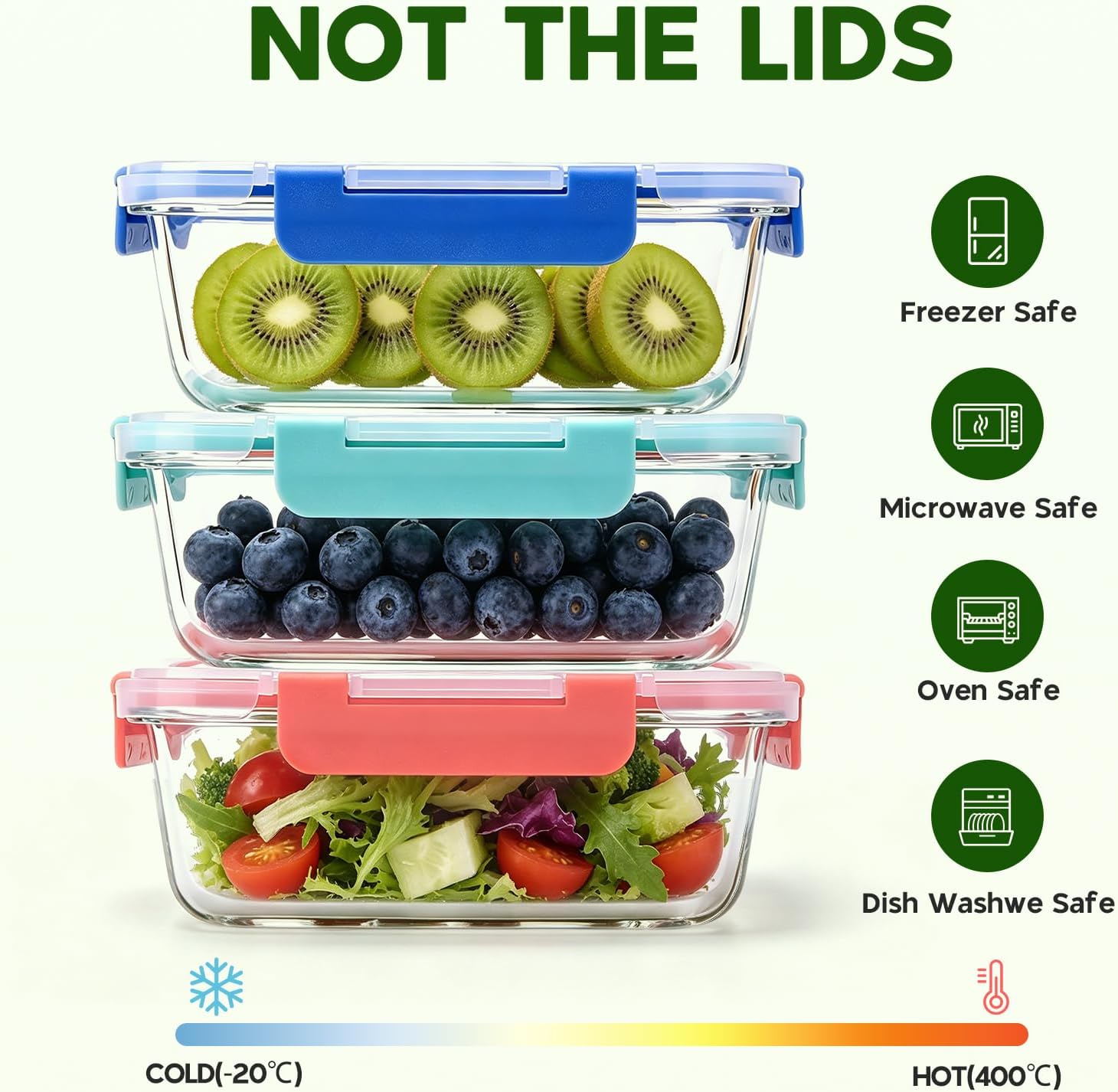 Thumbnail 3 de MEETOZ 10 Pack Glass Meal Prep Containers
