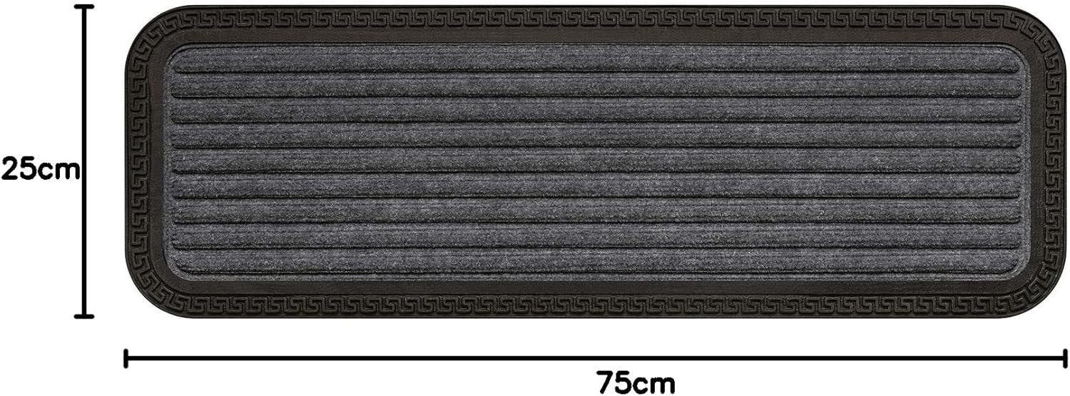 Thumbnail 1 de MOQUETTE SCALINO Zerbino antiscivolo con inserto assorbente, 25x75 cm – 5 colori (Grigio) di OLIVO.shop