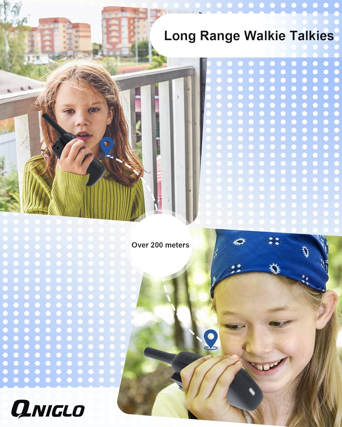 Detalle de QNIGLO talkie walkie rechargeable 1 km
