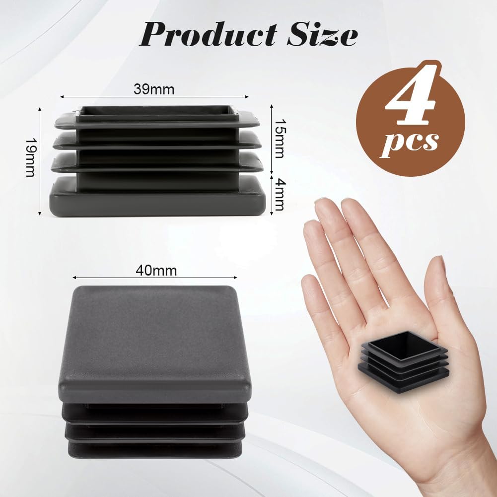 Thumbnail 1 de OSDUE Bouchons à lamelles 40 x 40 mm (4 pcs) – Noir, PE, protection de tuyau et pieds de chaise