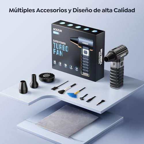 Thumbnail 6 de Soplador de Polvo Eléctrico 250000RPM,4 Velocidades Recargable Aire Comprimido Limpieza PC con Batteria10500mAh, Soplador Aire Comprimido para Laptop, Teclado, Coche