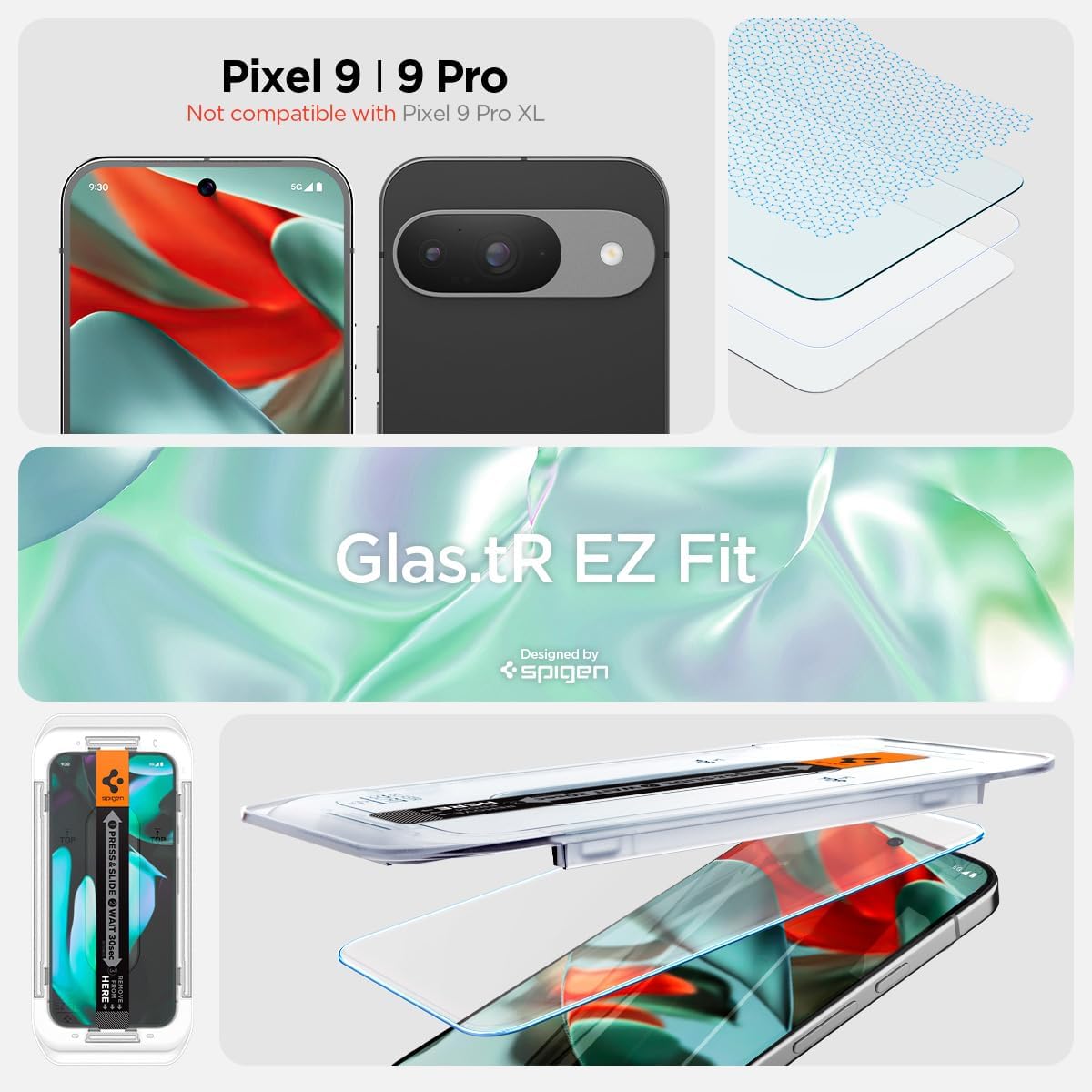 Detalle de Spigen Glas.tR EZ Fit in vetro temperato per Google Pixel 9 Pro Fold (2 pezzi), installazione facile, durezza 9H