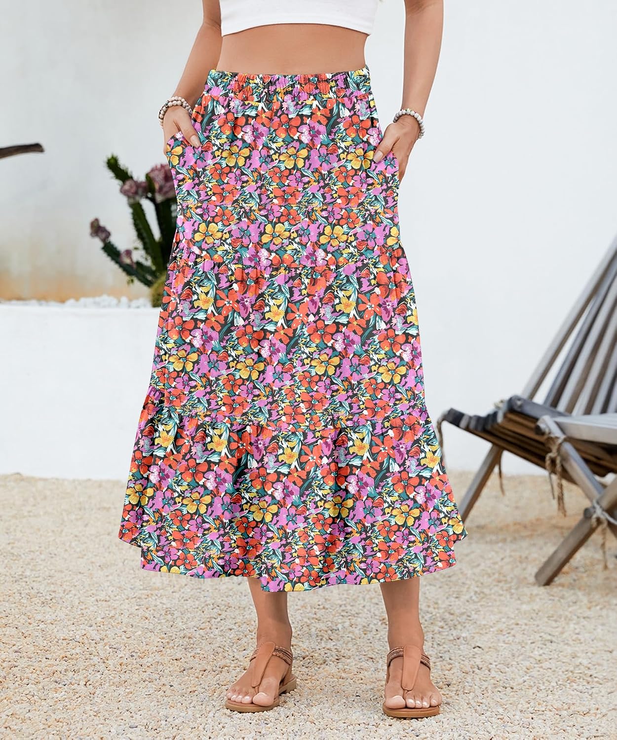 Detalle de YSYOKOW Women's Maxi Skirt in Polyester