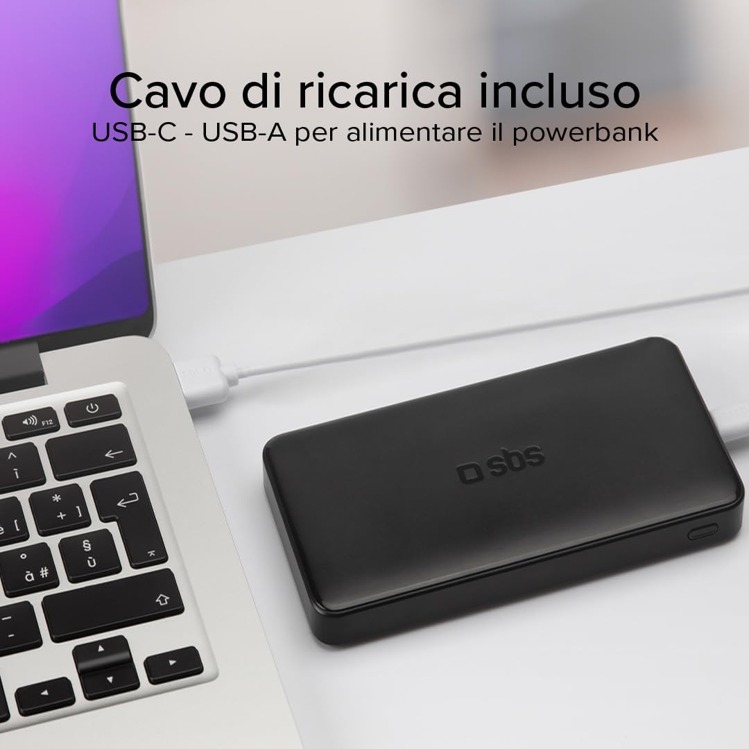 Detalle de SBS PowerBank 20K SLIM: 20000mAh di ricarica rapida in formato compatto