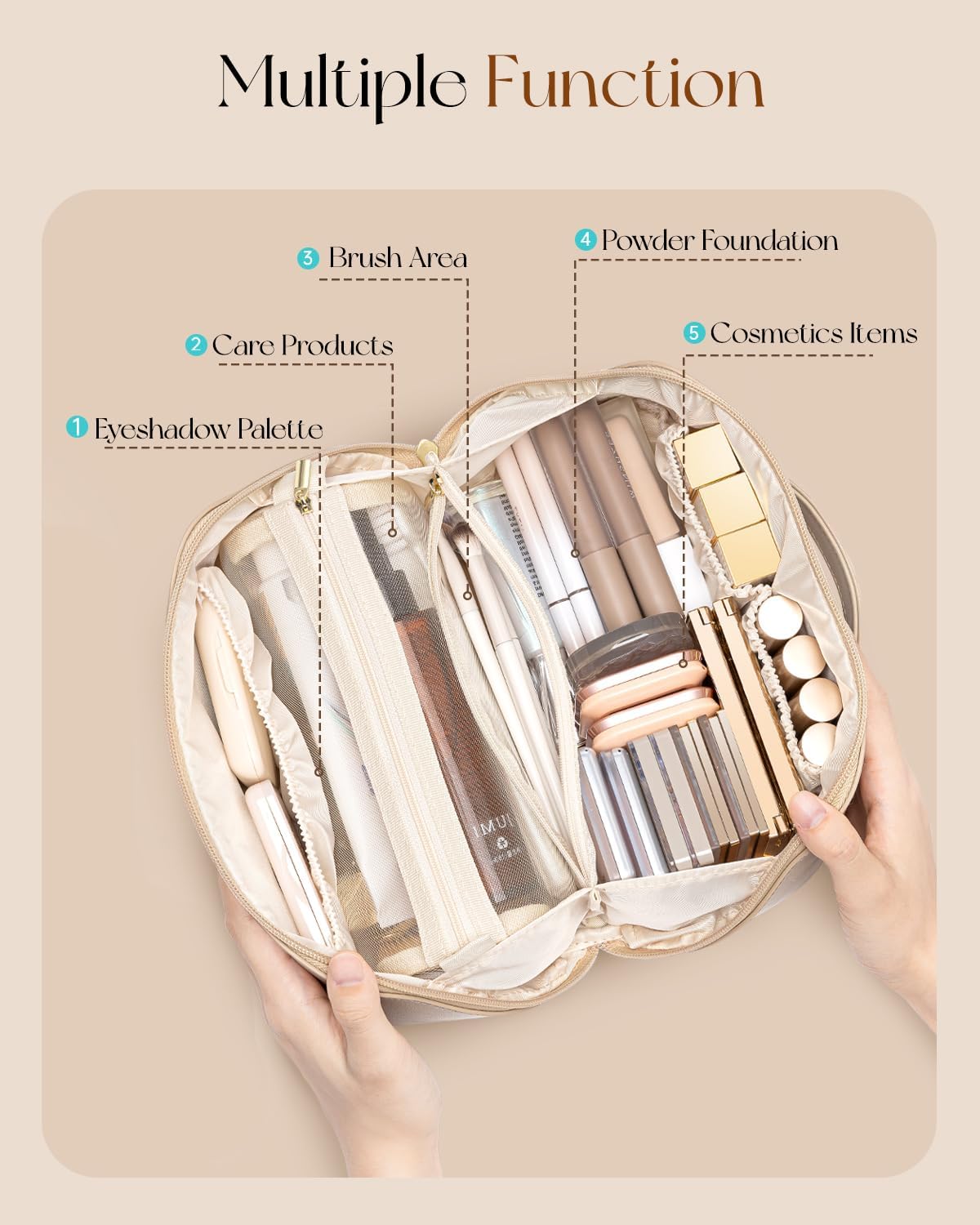 Thumbnail 2 de VLANDO Travel Makeup Bag in Toffee