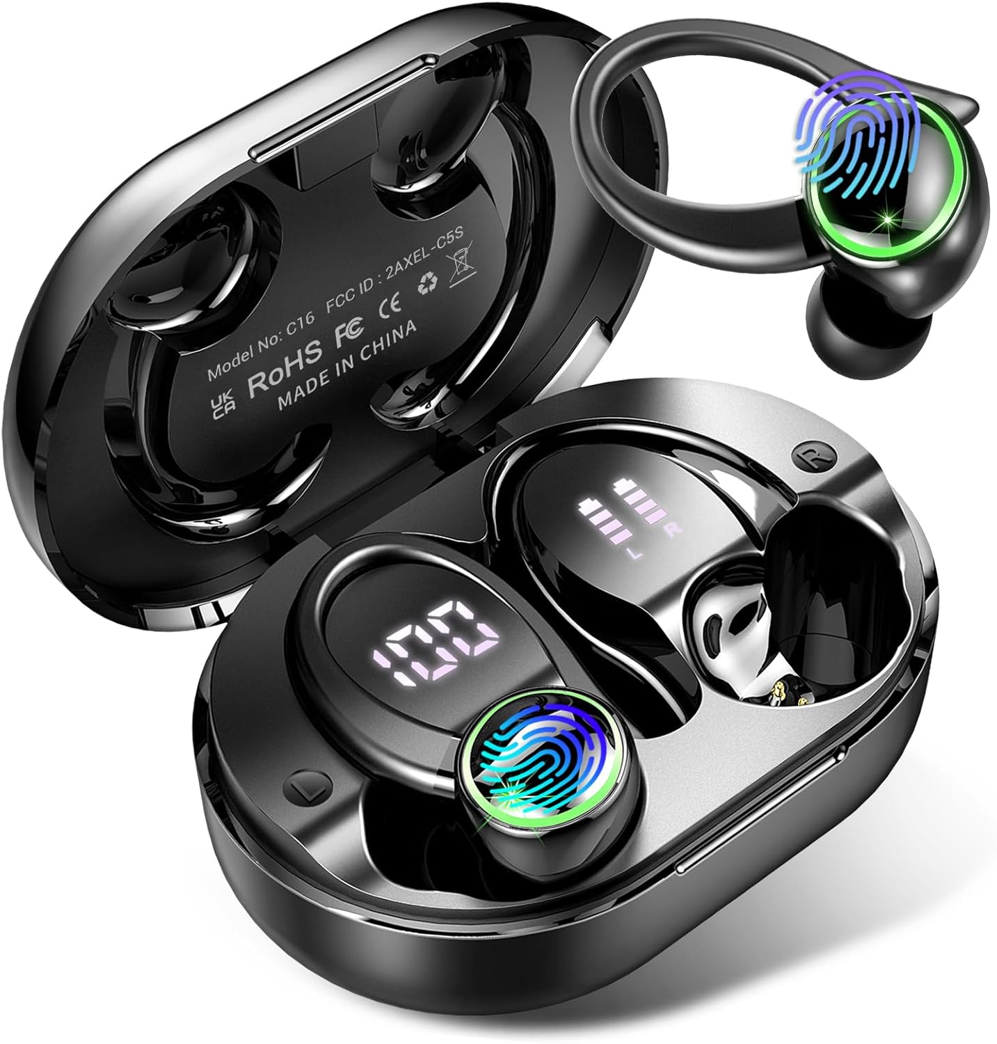 Detalle de 2026 Bluetooth Kopfhörer – kabellos, IP7-Wasserdicht, 56 Stunden Spielzeit