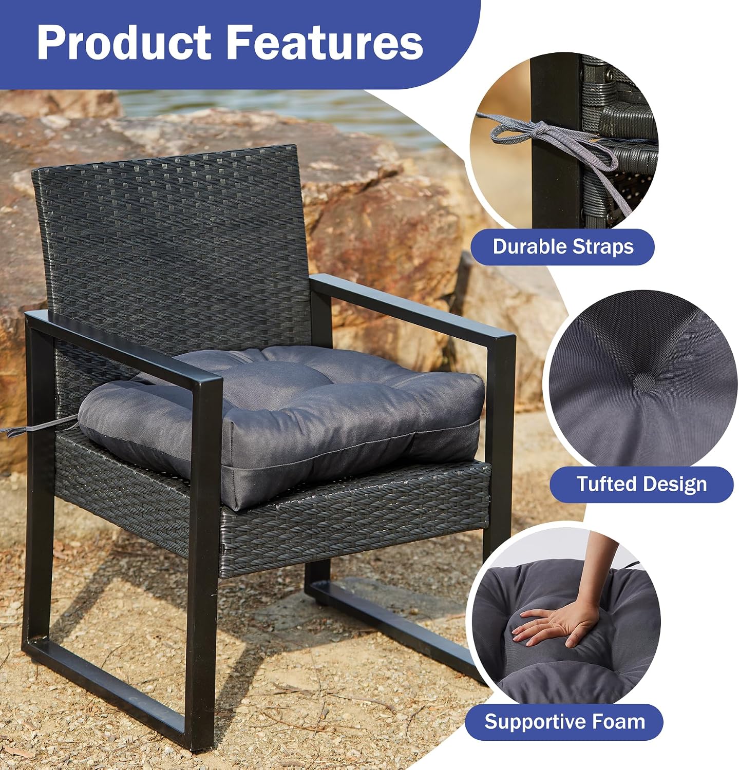 Detalle 1 de IPYNBAP Outdoor Chair Cushions 19x19+5”