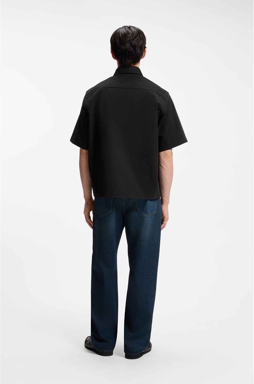 Detalle de HUGO Chemise Oversize en Twill de coton – Col Kent, Poches poitrine à rabat