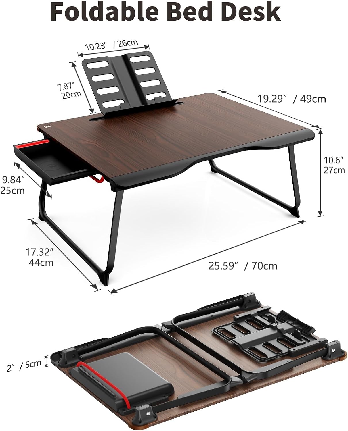 Thumbnail 6 de SAIJI XXL Laptop Tisch Bett Klappbar Schwarz