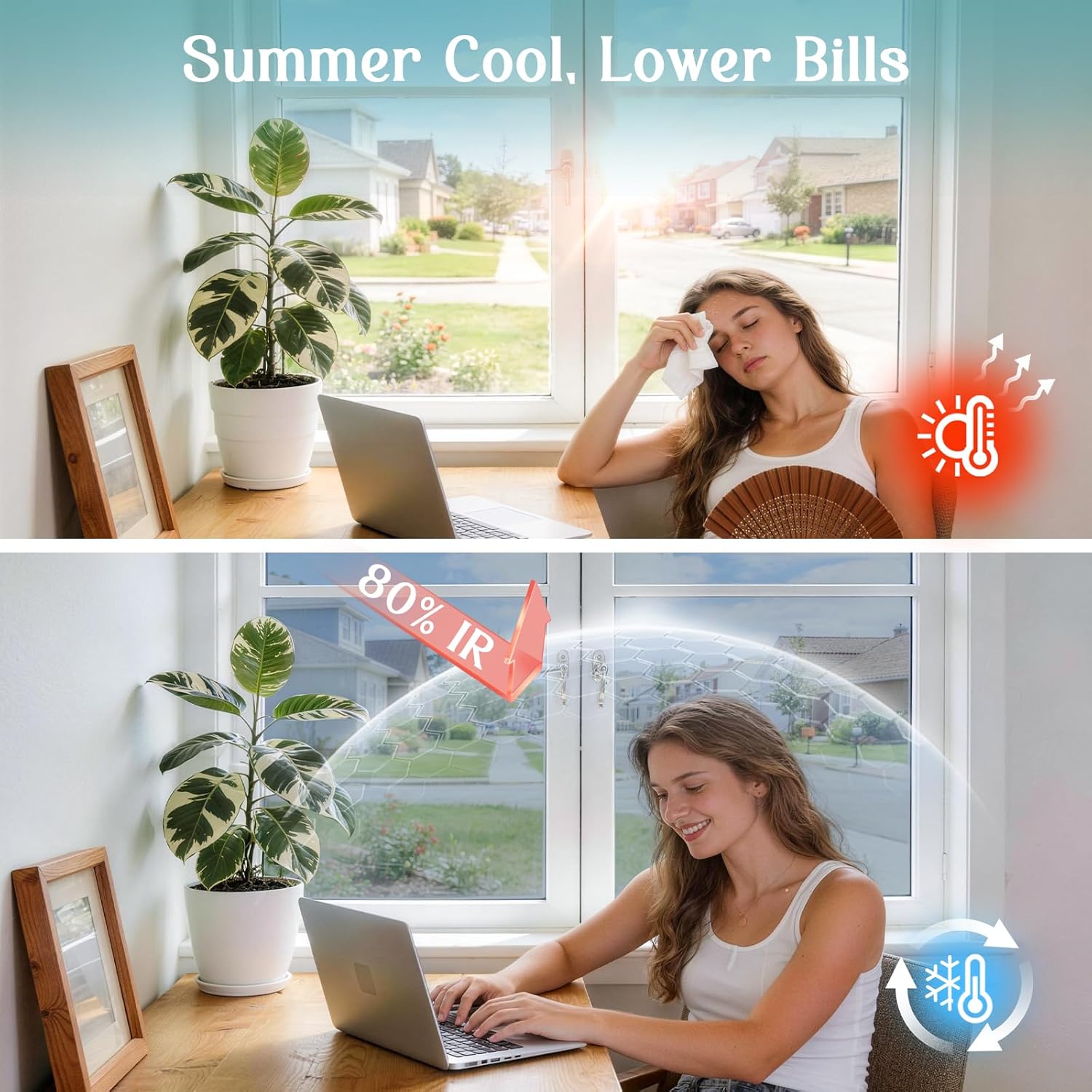 Thumbnail 1 de Haton Heat Reflective Window Film Privacy for Glass Windows – 90x200cm