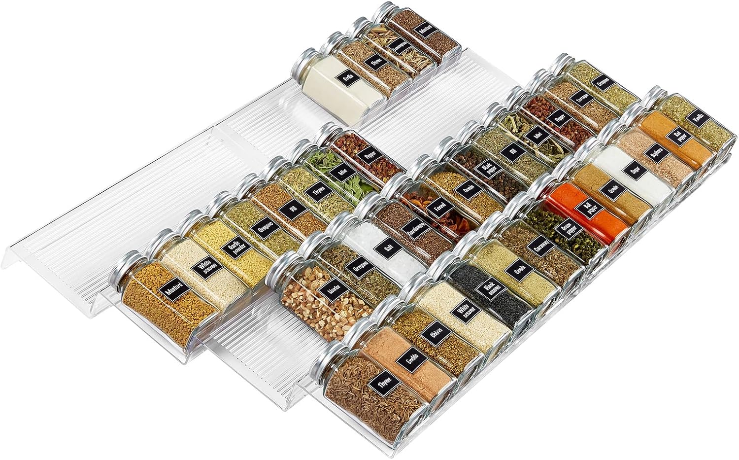 Detalle de Lifewit 22025 Spice Drawer Organiser, Adjustable Four-Tier Rack, Set of 8
