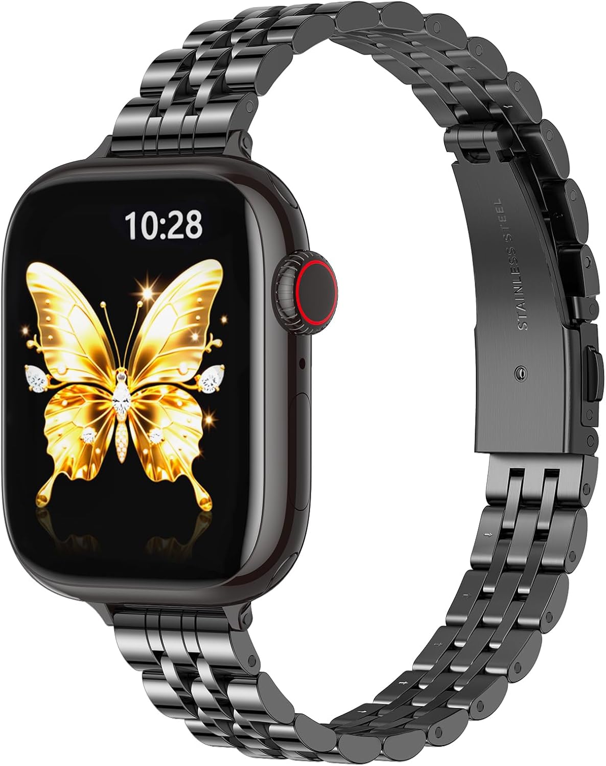 Detalle de GEARYOU Slim Stainless Steel Apple Watch Strap 38–42mm (Series 1–11) – Black