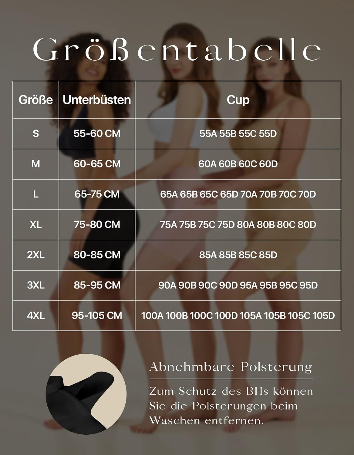 Detalle de SIMIYA BH Damen ohne Bügel Bustier – Gepolstert Bralette für Schlaf & Alltag, Push-Up-Look