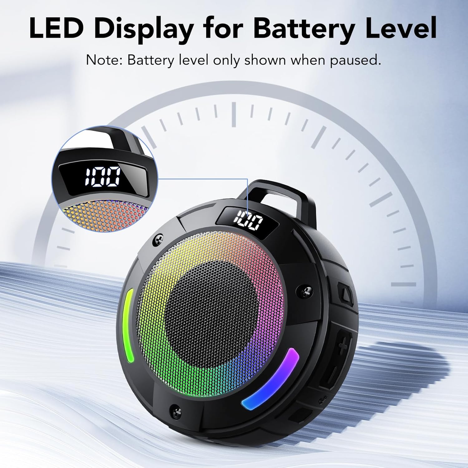 Thumbnail 1 de Tragbarer Mini Bluetooth Lautsprecher mit LED-Licht, IP68 & Schwimmfunktion – Musikbox für Dusche, Wandern & Reisen