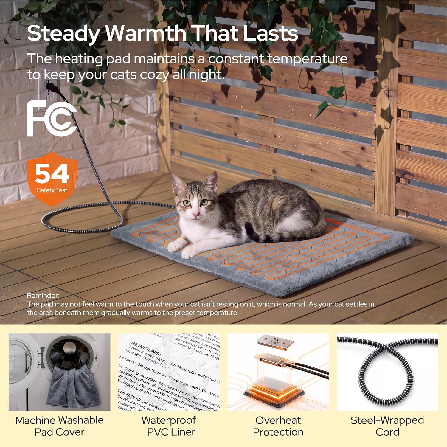 Thumbnail 3 de Bedsure Comfy Pet ReflexHeat™ Heated Outdoor Cat House, 50W Pad, Escape Door