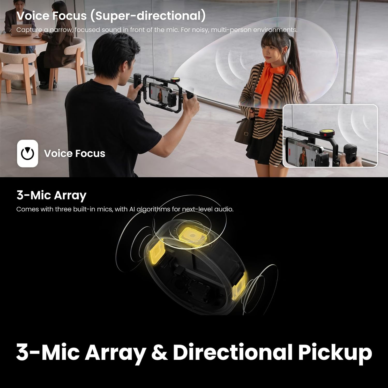 Thumbnail 2 de Insta360 Mic Pro MCA10 Wireless Lavalier Microphone with E-Ink Display