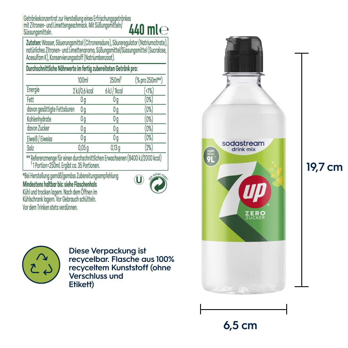 Thumbnail 1 de Sodastream Drink Mix 7up Zero Zucker – 4er Pack (4 × 440 ml) zuckerfreier Sirup für sprudelndes & stilles Wasser