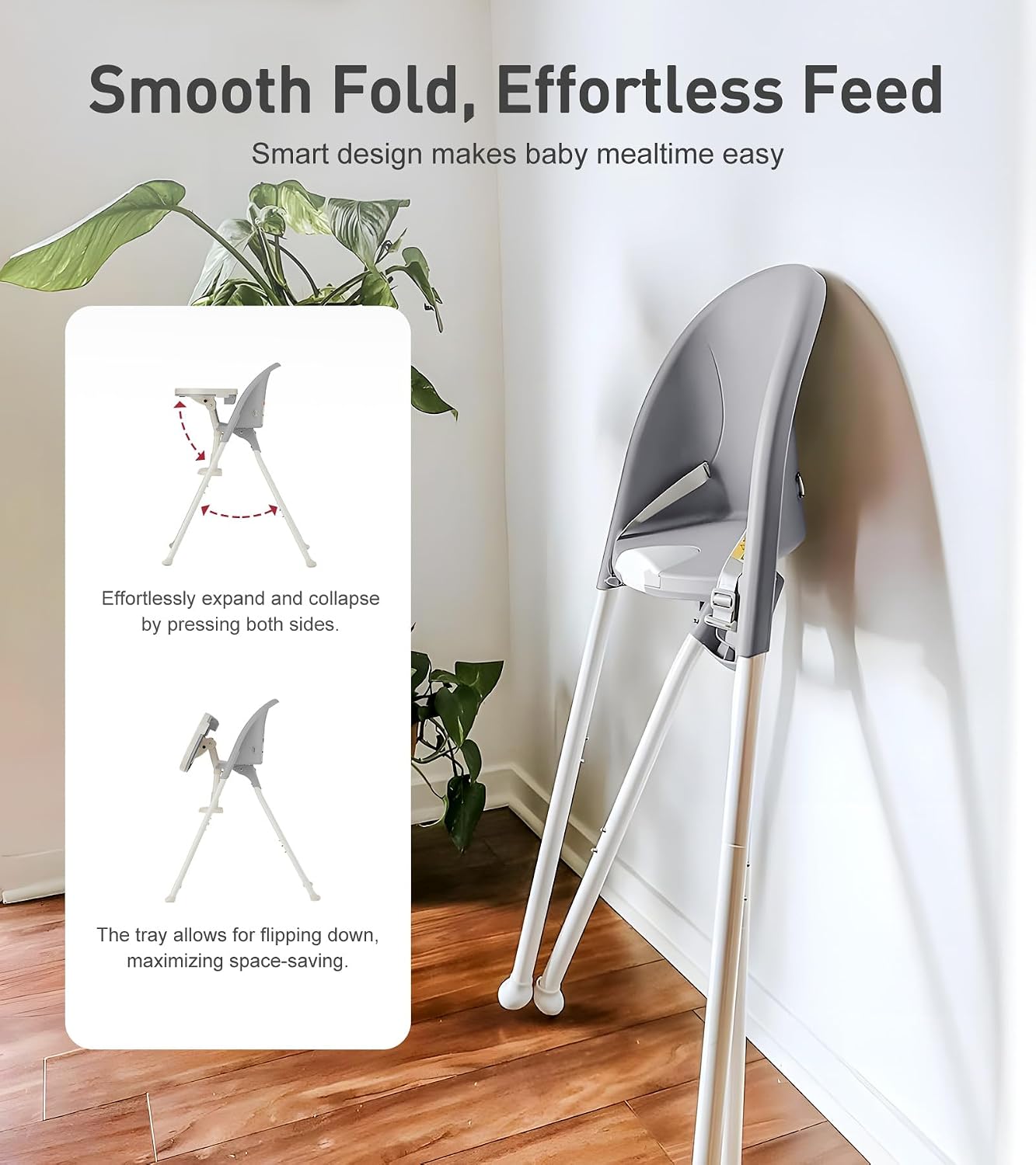 Thumbnail 1 de Mallify Foldable High Chair, 3-in-1 Convertible Baby Feeding Chair, Gray