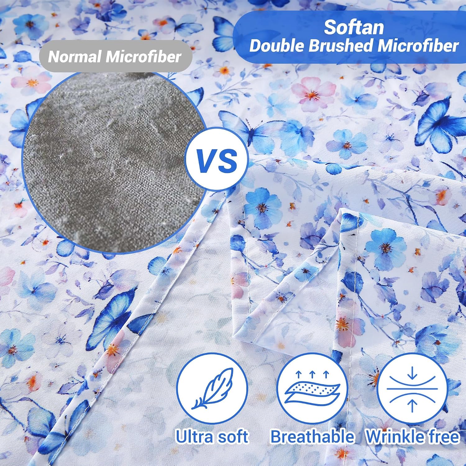 Thumbnail 2 de Softan Full Floral Microfiber Sheet Set with Deep Pockets and Non-Slip Straps