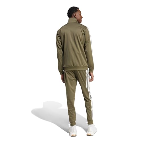 Detalle de adidas Sportswear Basic 3 Stripes tuta da uomo in tricot, Olive Strata/White, L