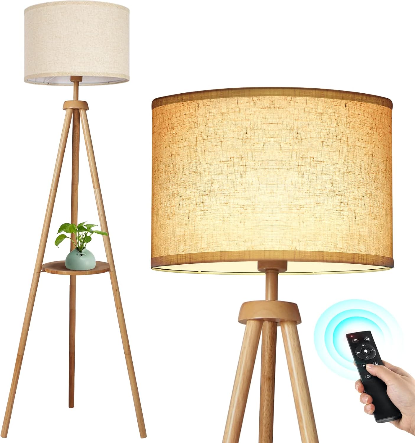 Detalle de OUTON Stehlampe Dreibein mit Regal 1 Stunde Timer