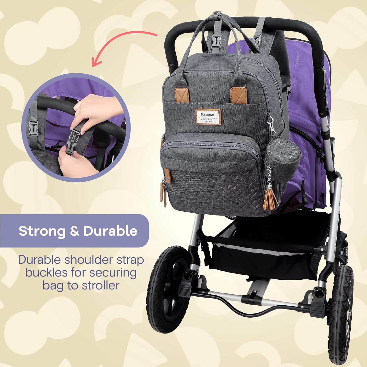 Thumbnail 4 de RUVALINO Baby Changing Bag Backpack – Neutral All-in-One Travel Companion