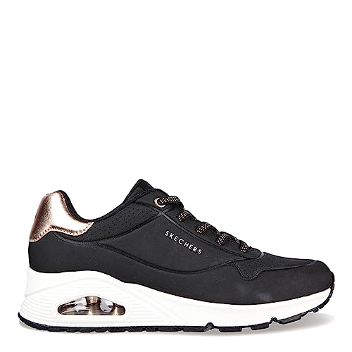 Thumbnail 3 de Skechers Uno - Shimmer Away para mujer en negro con detalle Durabuck y ribete Duraleather, talla 37.5