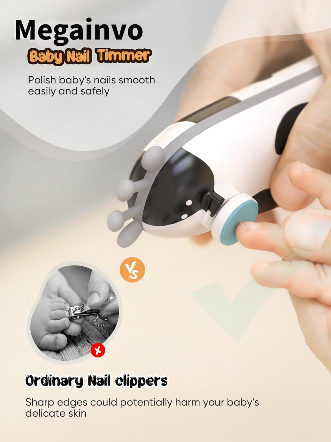 Thumbnail 2 de Megainvo Baby elektrische Nagelfeile & Nagelpflegeset für Neugeborene (mit Licht, einstellbarer Geschwindigkeit)