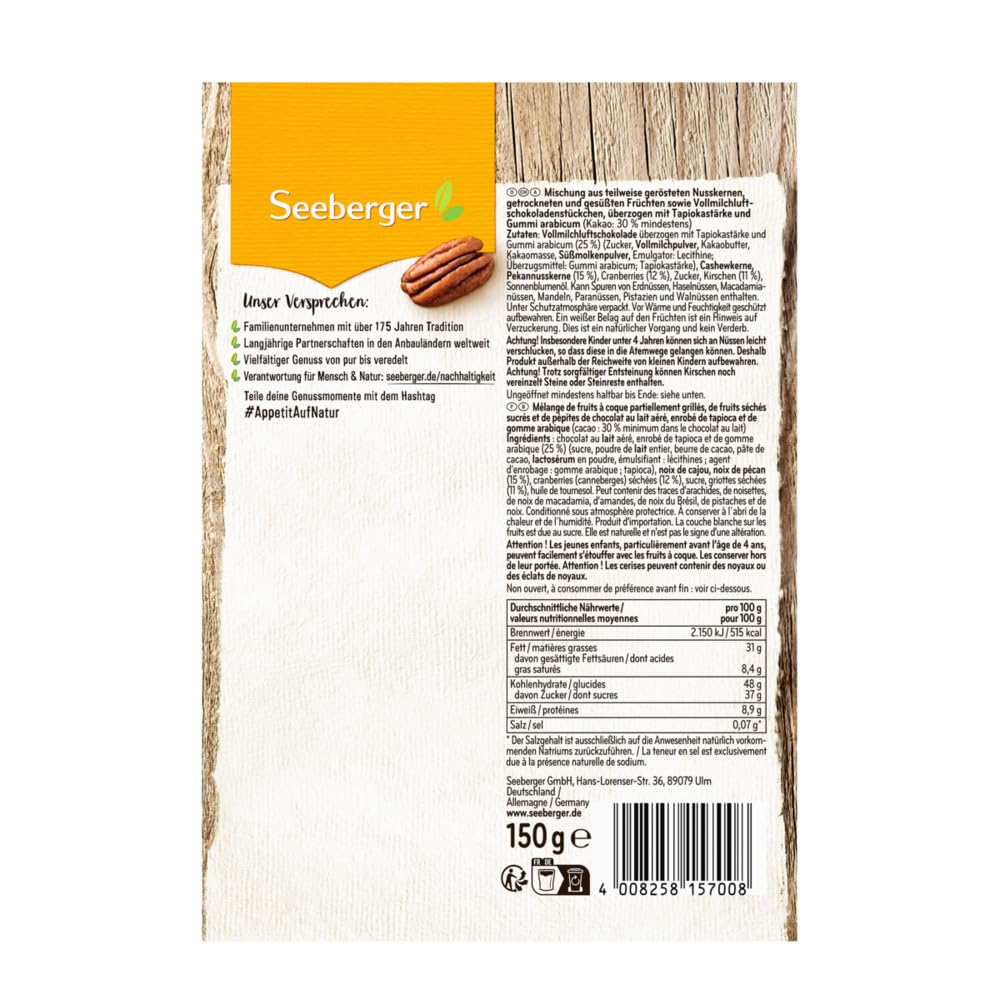 Thumbnail 1 de Seeberger Schoko-Mix 5er Pack (5 x 150 g) – vegane Schokoladenmischung mit Pekannüssen, Cashews, Cranberries & Kirschen