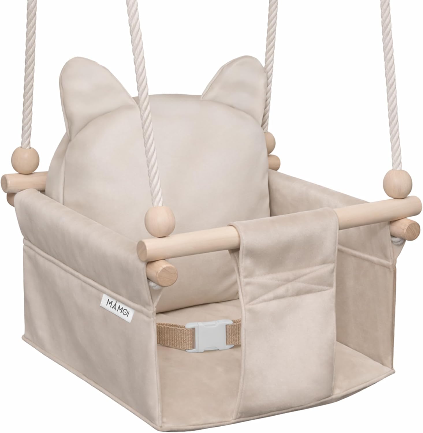 Thumbnail 6 de MAMOI babygunga med säkerhetsbälte, trästomme, 6–36 månader, max. 20 kg