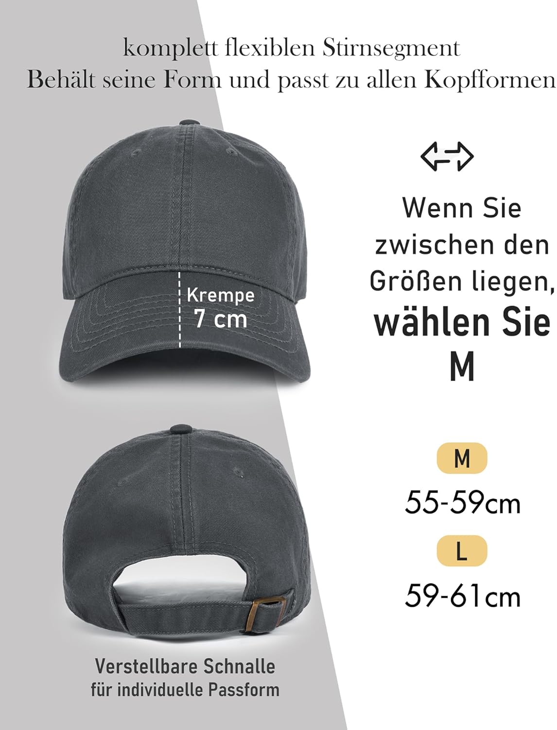 Thumbnail 1 de FURTALK Vintage Basecap – Unisex Baumwolle, 2 Größen (55–59 cm / 59–61 cm), verstellbar