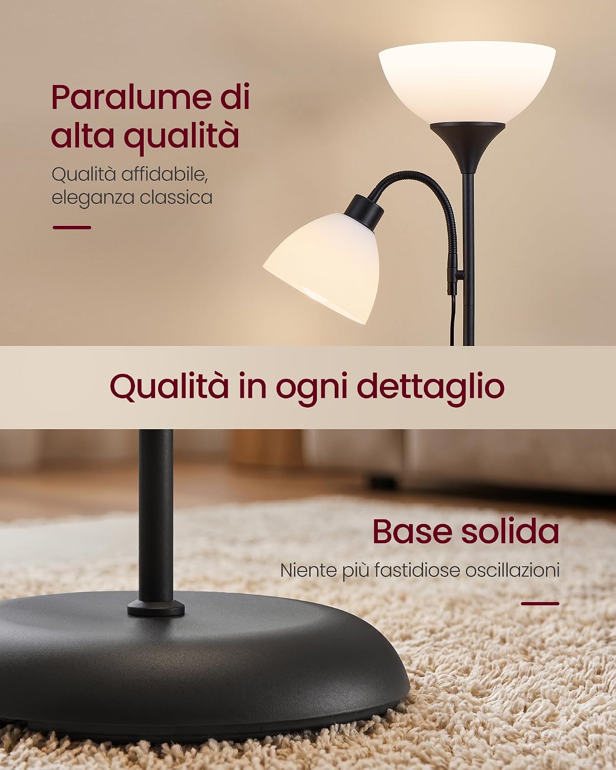 Thumbnail 6 de VASAGLE Lampada da Terra con Braccio Regolabile Lusia LFL019B102: stile moderno e illuminazione versatile per living e ufficio