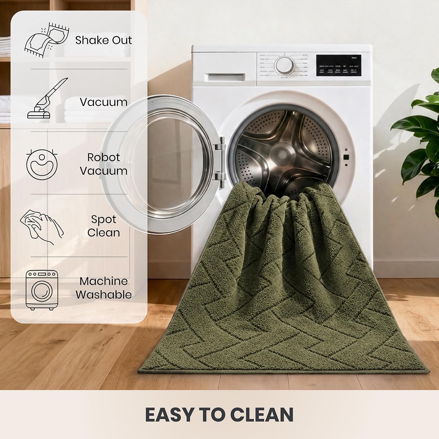 Thumbnail 6 de Purrugs Dirt Trapping Door Mat 34" x 59" — Non-Slip, Machine-Washable Entry Rug for Muddy Shoes & Paws (Sage Green)