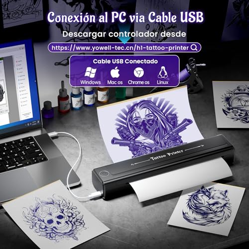 Detalle 2 de Yowell H1 Termocopiadora Tattoo 📱 Impresora Tatuajes