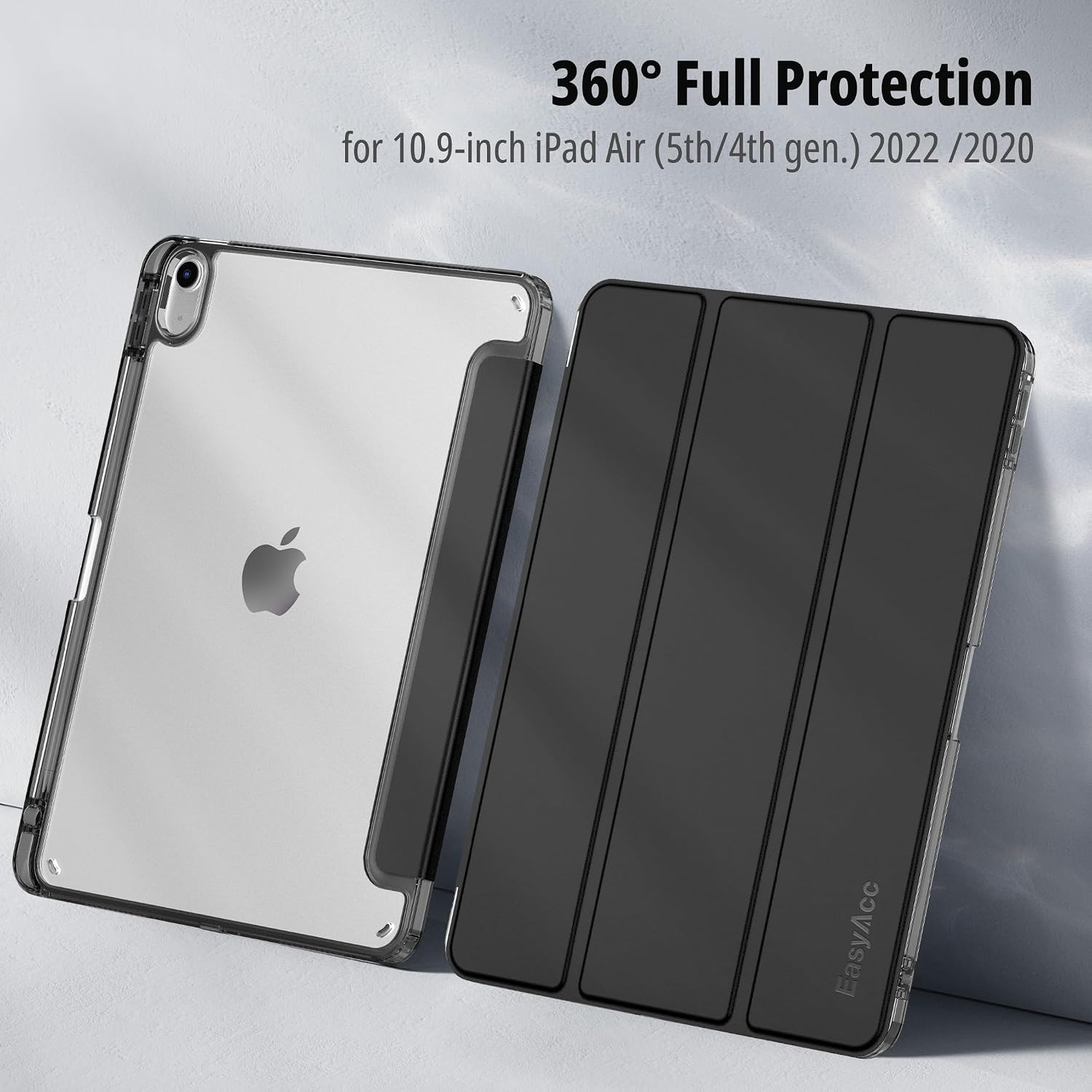 Detalle de EasyAcc Hülle für iPad Air 11 Zoll (M4/M3/M2, 2026/2025/2024) mit Stifthalter – transparente Hartschale, schwarz Arcly