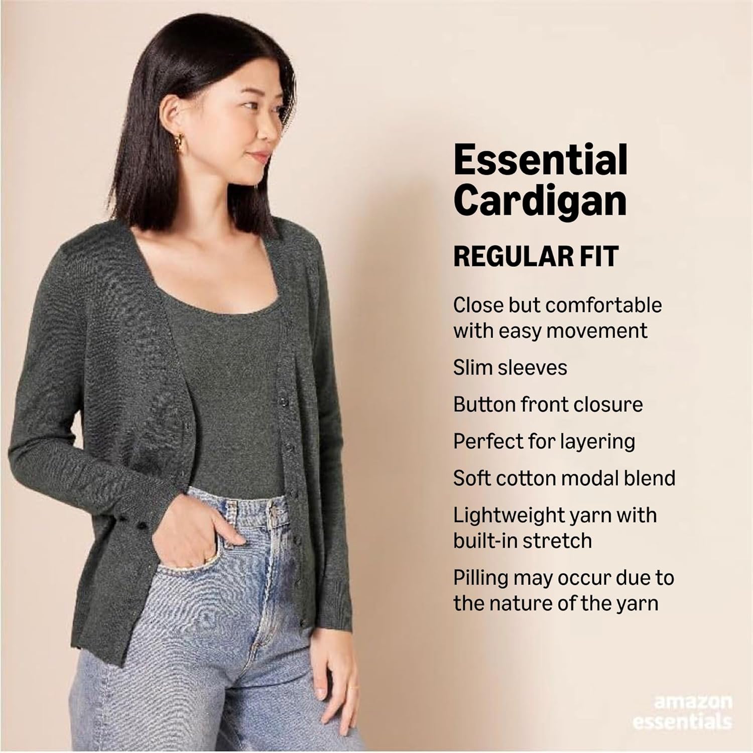 Thumbnail 1 de Amazon Essentials Women's Lightweight V-Neck Cardigan Jumper (Plus Size)