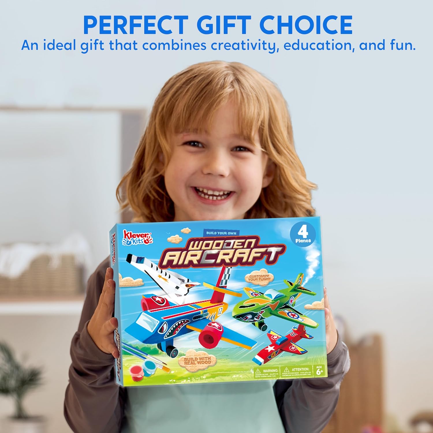 Thumbnail 6 de Klever Kits 4PC Airplane Painting Kit: Create Your Own Wooden Aircrafts for Kids (Ages 6–12)