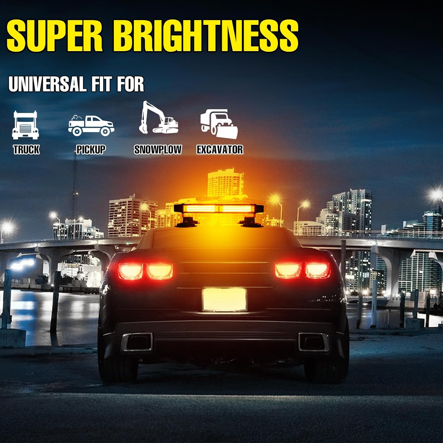 Detalle 2 de I LITTON Amber Flashing Beacon Strobe Light Bar with 16 Modes and Magnetic Base
