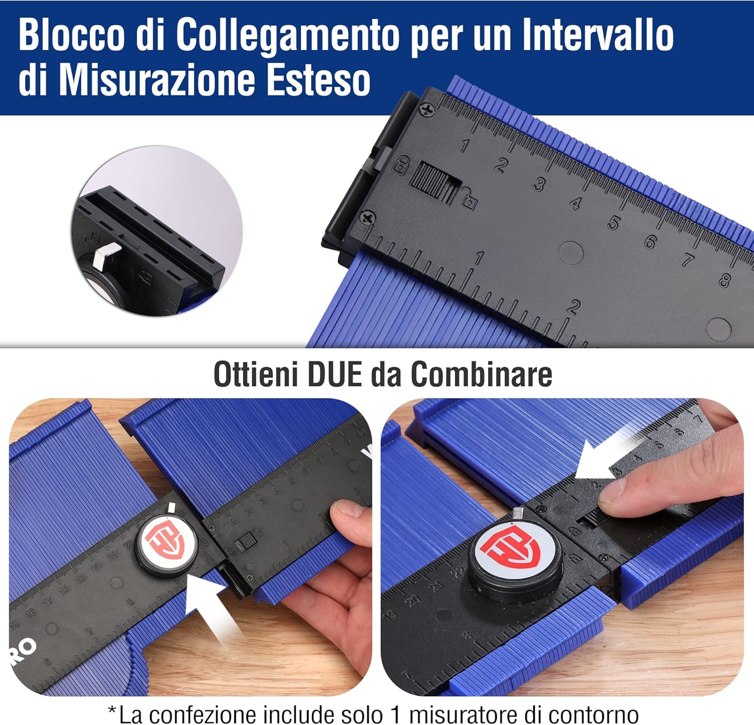 Detalle de WORKPRO duplicatore di profilo da 25,4 cm con blocco e doppia scala metrico/imperiale