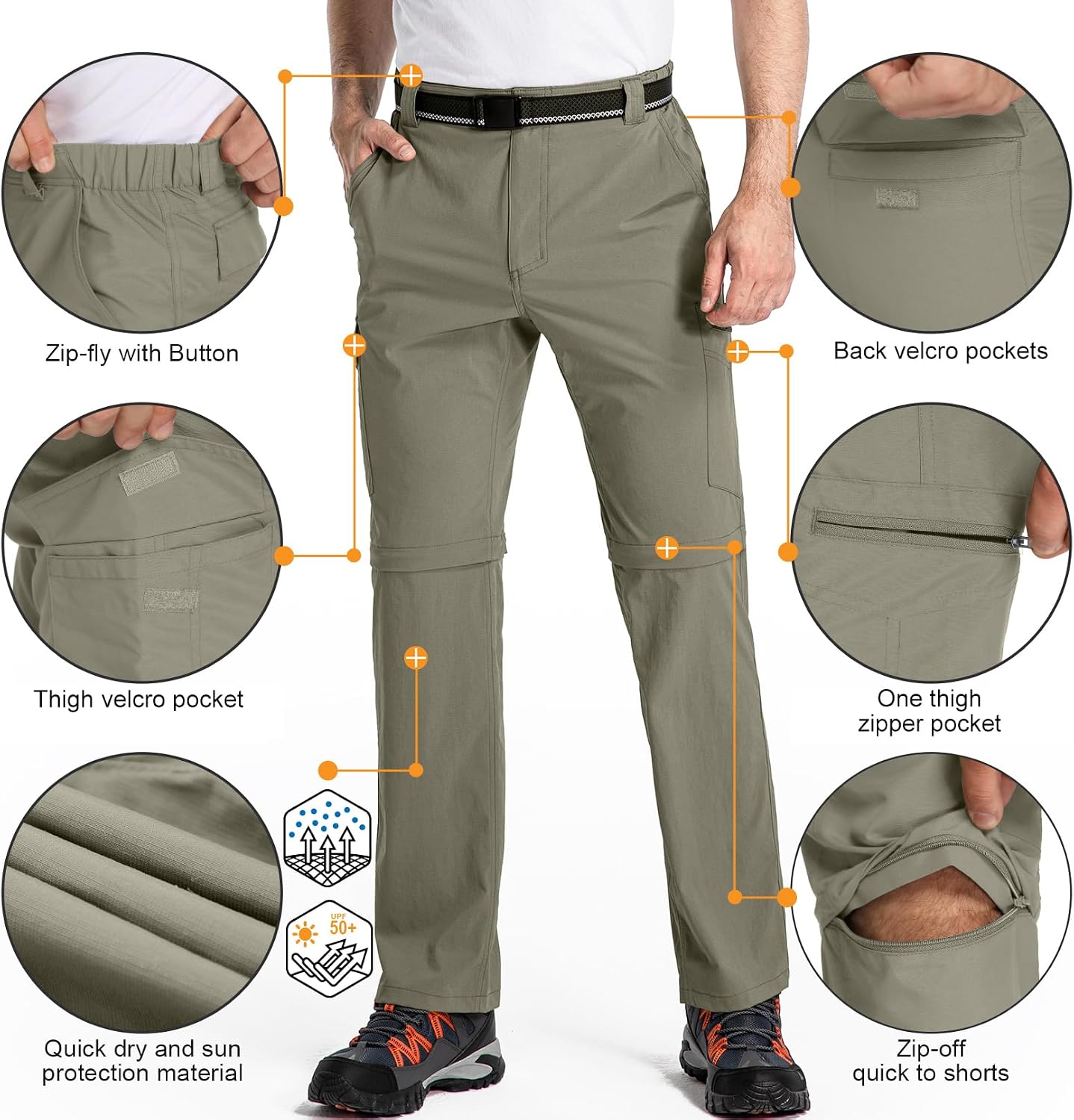 Detalle 2 de mosingle Walking Hiking Trousers Mens 2‑in‑1