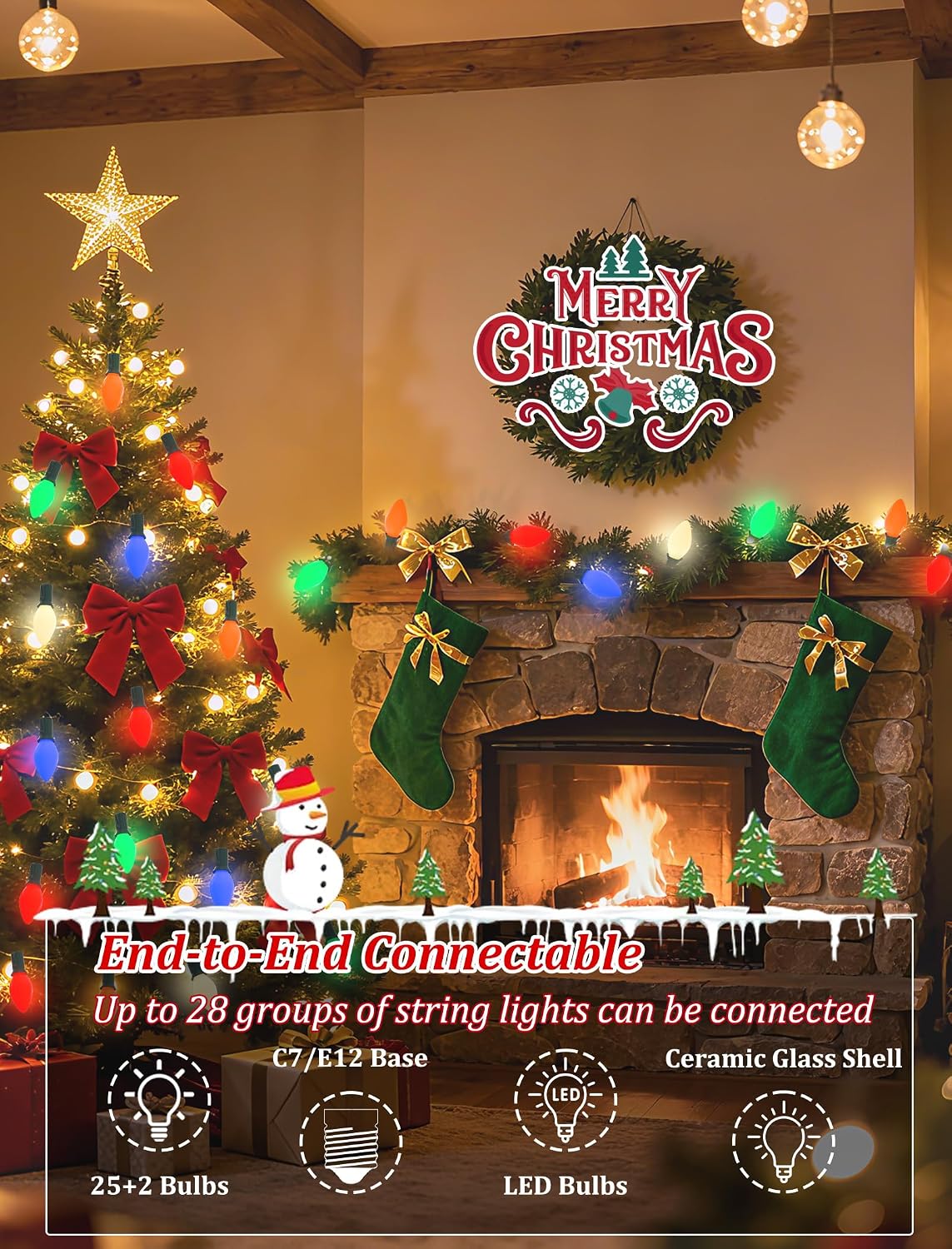 Detalle 2 de Bokoiuu C7 LED Christmas String Lights 25FT ๐
