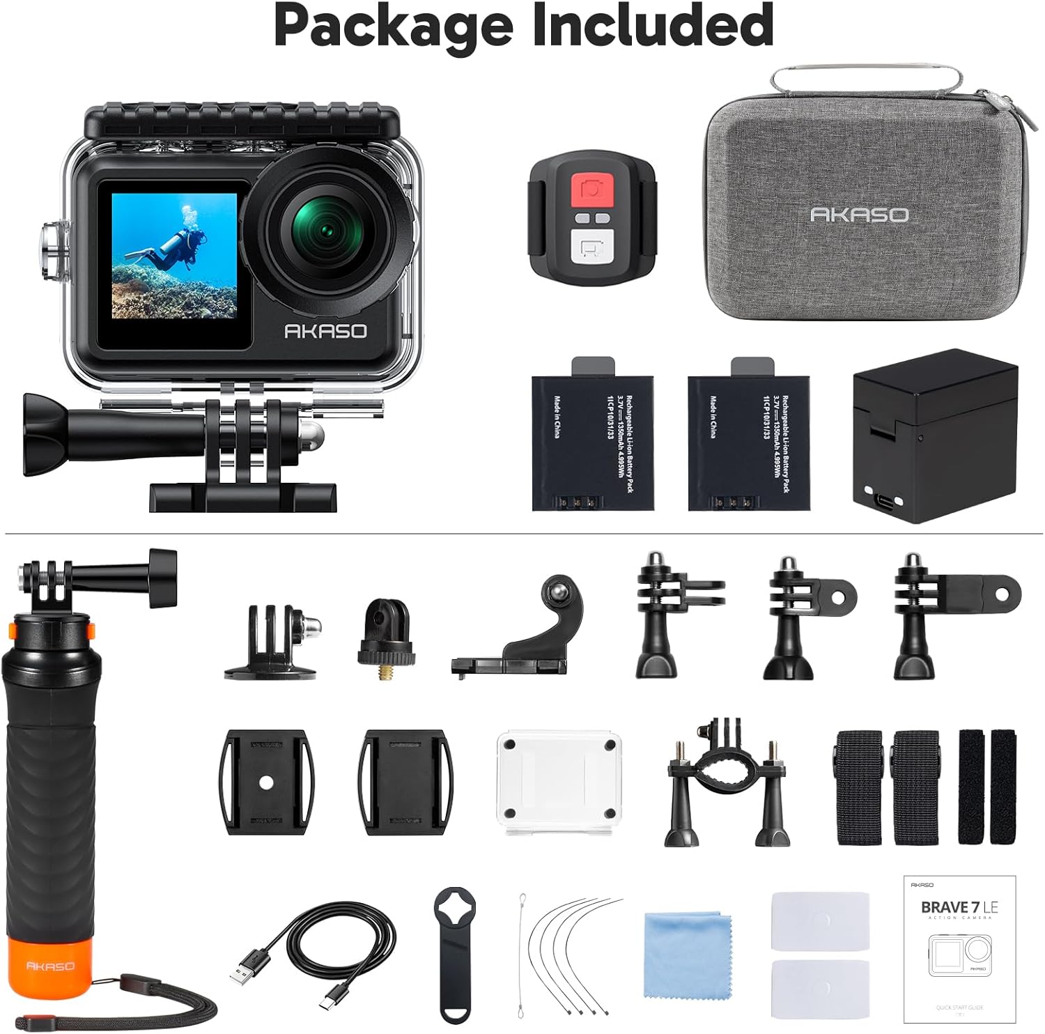 Thumbnail 6 de AKASO Brave 7 LE Action Camera Bundle with Floating Hand Grip: 4K EIS, Dual Screens and Waterproof Housing